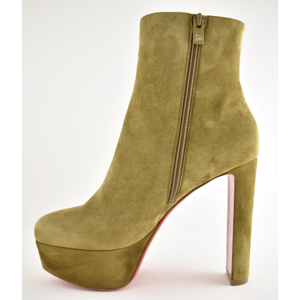 Christian Louboutin Loo Booty 130 Bronzo Brown Platform Heel Ankle Boot 38.5 - Picture 12 of 16